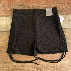 Forever 21 high rise butt contouring biker shorts with side ties in black -XL